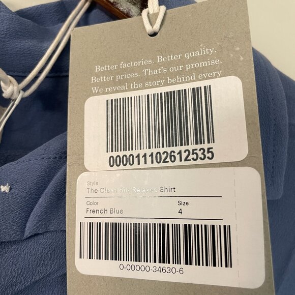 Everlane Blue Washable Silk Shirt Size 4 - Picture 5 of 6